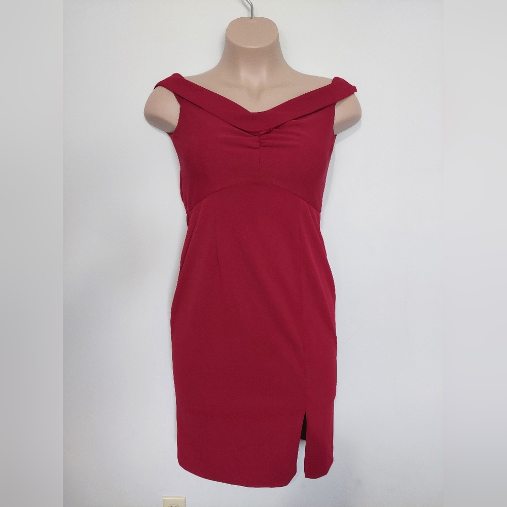 JS Collections Red Above Knee Formal Dress sz 8 Retro Vamp Formal